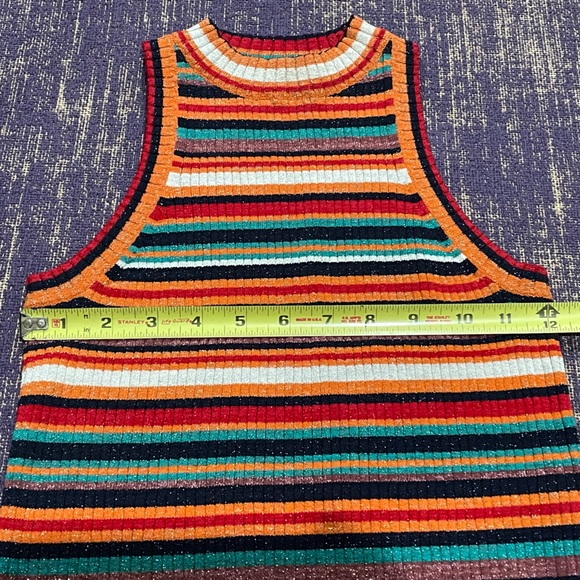 Zara Knit - high neck striped shiny crop top - Picture 3 of 6